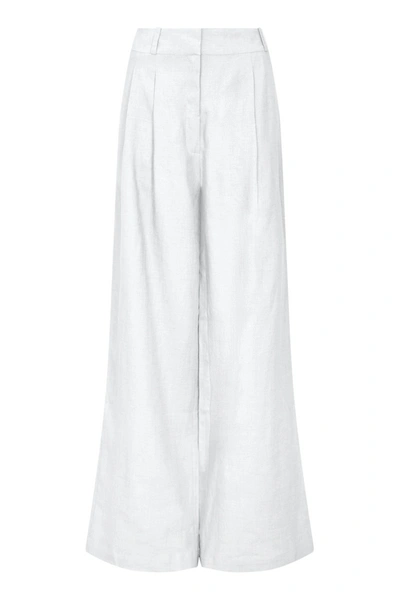 Shop Asceno Rivello White Organic Linen Wide Leg Trouser In Printed