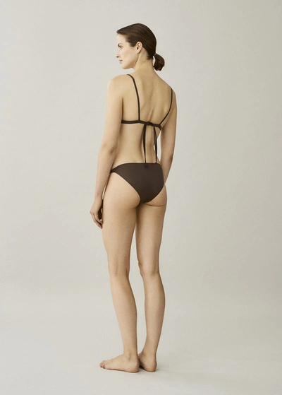 Shop Asceno Genoa Dusk Brown Triangle Bikini Top In Printed