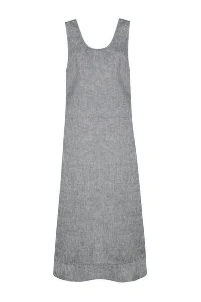 Shop Asceno Capri Charcoal Organic Linen Dress In Grey