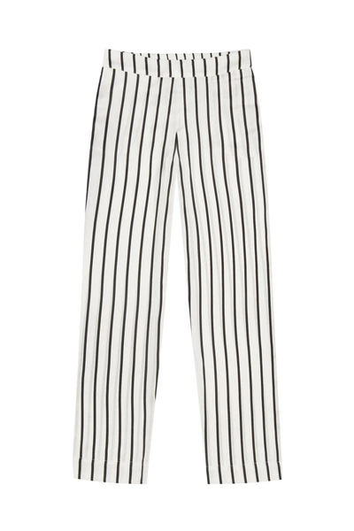 Shop Asceno London Jet Black Stripe Silk Pyjama Bottom