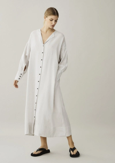 Shop Asceno Rome Sand Linen Shirt Dress In Printed