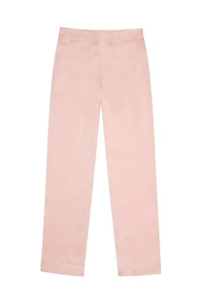 Shop Asceno London Pale Blush Silk Pyjama Bottom In Pink