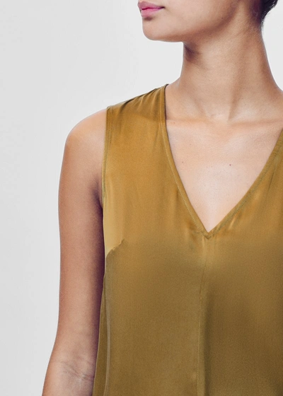 Shop Asceno Savannah Green Gold Silk Maxi Dress In Printed