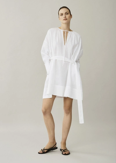 Shop Asceno Santorini White Short Linen Dress In Printed