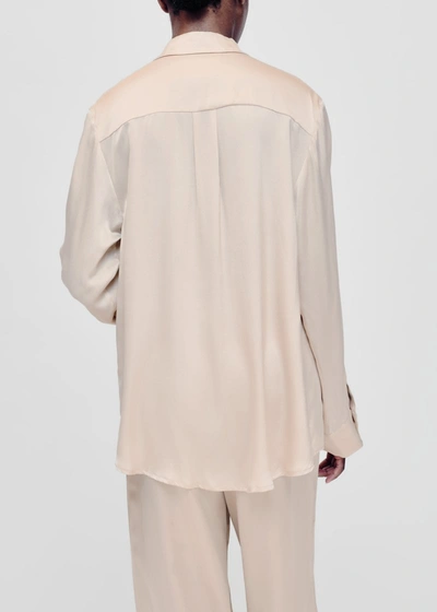 Shop Asceno London Sand Silk Pyjama Shirt
