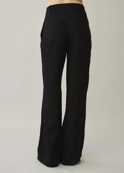 Shop Asceno Aurelia Black Organic Heavy Weave Linen Wide Leg Trouser In Printed