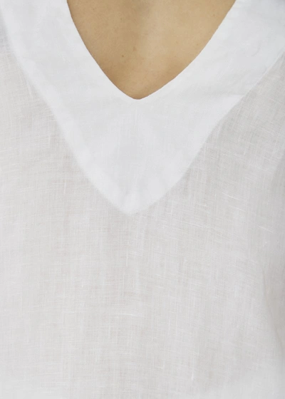 Shop Asceno Lille White Linen Top In Printed