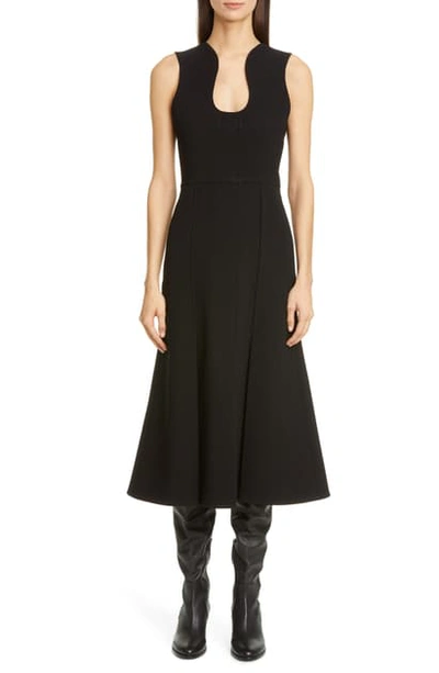 Shop Victoria Beckham U-neck Fit & Flare Midi Dress In Black
