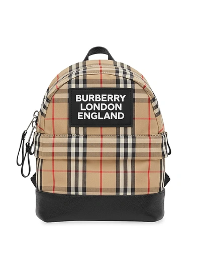 Shop Burberry Small Nico Check Backpack In Archive Beige