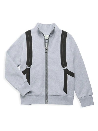 Shop Fendi Little Boy's & Boy's Backpack Print Zip-front Sweatshirt In Grey