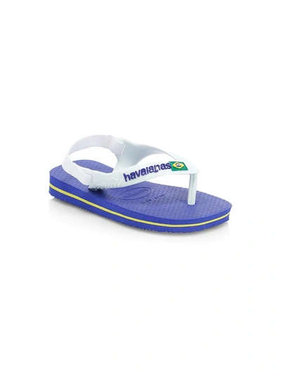 Shop Havaianas Baby's Brazil Logo Flip Flops In Marine Blue