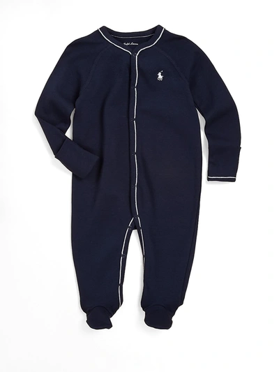 Shop Ralph Lauren Baby Boy's Cotton Jersey Footie In French Navy