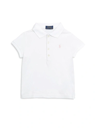 Shop Ralph Lauren Little Girl's & Girl's Stretch Cotton Polo Shirt In White