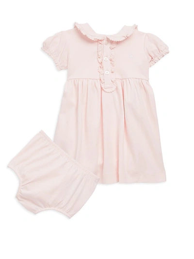 Shop Ralph Lauren Baby Girl's Polo Dress & Bloomers Set In Pink