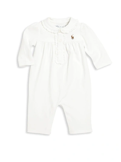 Shop Ralph Lauren Baby Girl's Polo Coverall In White