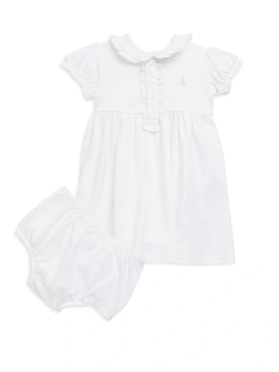 Shop Ralph Lauren Baby Girl's Polo Dress & Bloomers Set In White