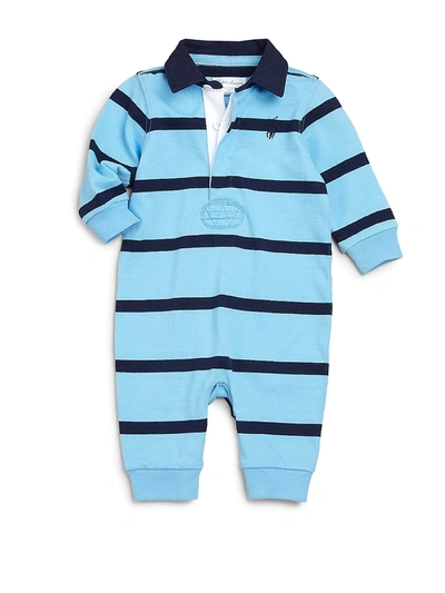 Shop Ralph Lauren Baby Boy's Cotton Rugby Coverall In Light Blue