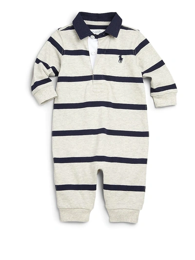 Shop Ralph Lauren Baby Boy's Cotton Rugby Coverall In Grey
