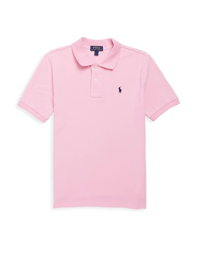 Shop Ralph Lauren Little Boy's & Boy's Classic Mesh Knit Polo In Carmel Pink
