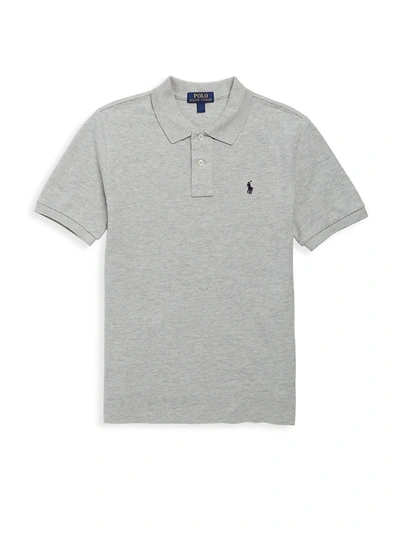 Shop Ralph Lauren Little Boy's & Boy's Classic Mesh Knit Polo In Grey