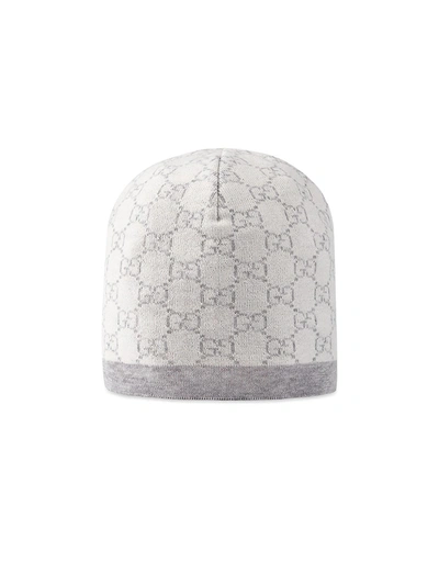 Shop Gucci Baby's Gg Pattern Hat In Light Grey