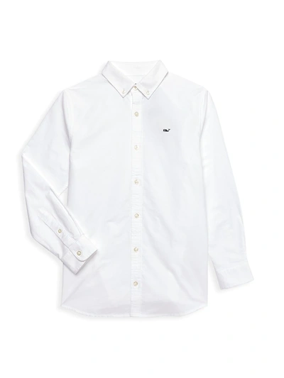Shop Vineyard Vines Little Boy's & Boy's Long Sleeve Cotton Shirt In White Cap