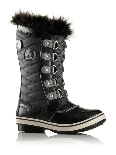Shop Sorel Girl's Tofino Ii Faux Fur-cuff Quilted Snow Boots In Black