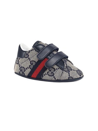 Shop Gucci Baby's Leather & Canvas Sneakers In Beige Blue