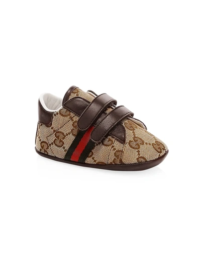 Shop Gucci Baby's Leather & Canvas Sneakers In Beige Multi