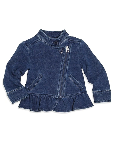 Shop Splendid Baby Girl's Asymmetric Denim Jacket In Dark Stone