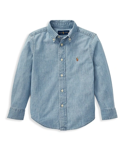 Shop Ralph Lauren Little Boy's & Boy's Chambray Button Down Shirt In Blue