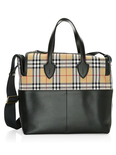 Burberry kingswood vintage check & leather diaper bag sales