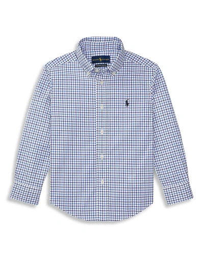 Shop Ralph Lauren Little Boy's Plaid Button-down Shirt In Blue