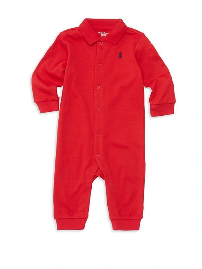 Shop Ralph Lauren Baby's Solid Interlock Coverall In Red