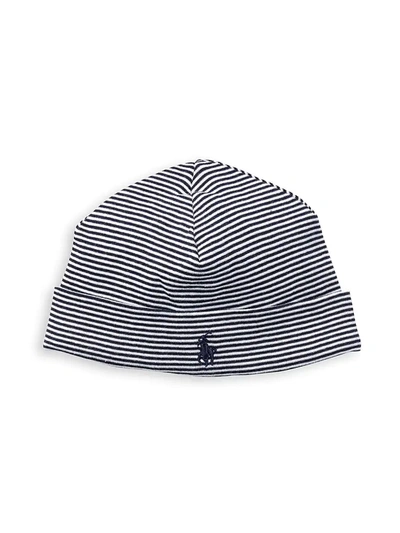Shop Ralph Lauren Baby's Striped Cotton Hat In Navy