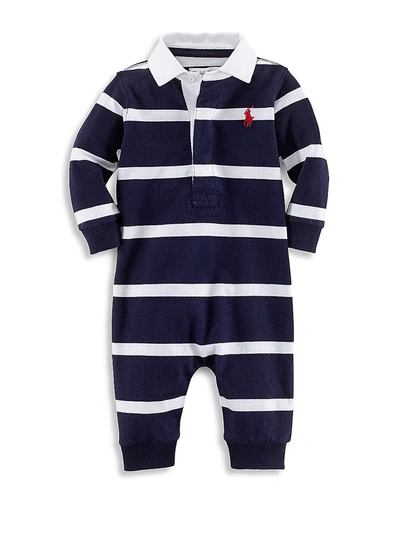 Shop Ralph Lauren Baby Boy's Cotton Rugby Coverall In French Navy