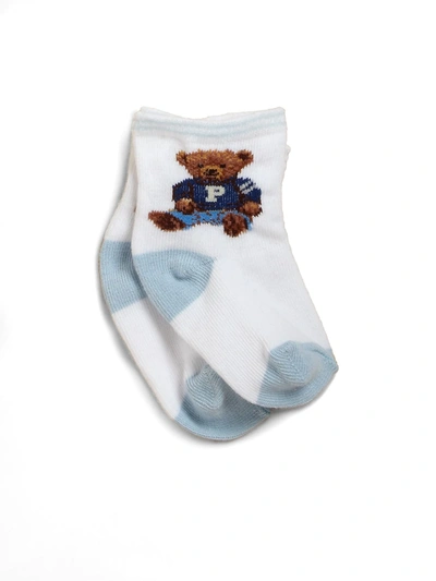 Shop Ralph Lauren Baby's Teddy Bear Crew Socks In White
