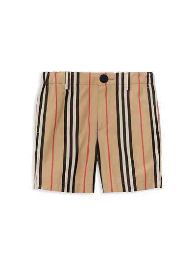 Shop Burberry Little Boy's & Boy's Nicki Icon Stripe Woven Shorts In Archive Beige