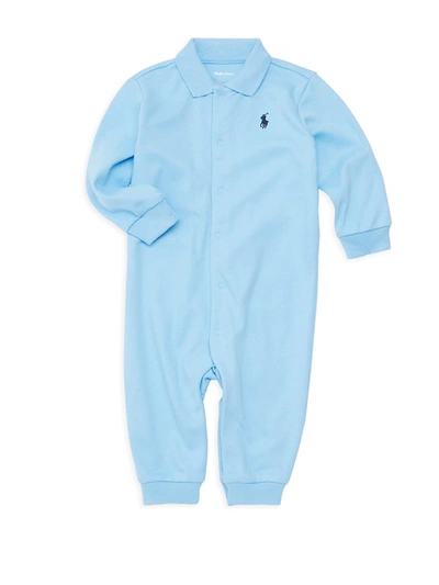 Shop Ralph Lauren Baby's Solid Interlock Coverall In Blue