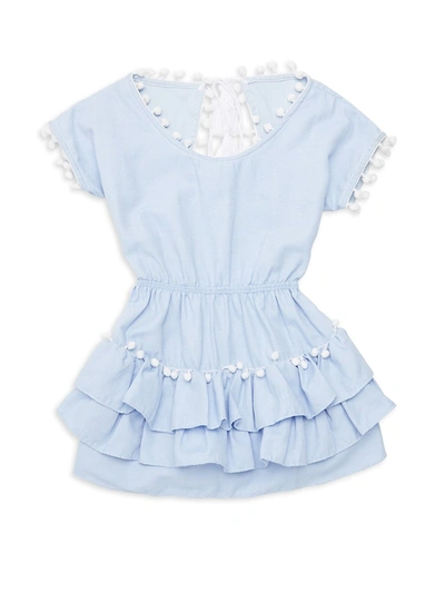 Shop Little Peixoto Little Girl's & Girl's Nissi Pom-pom Dress In Sky Blue