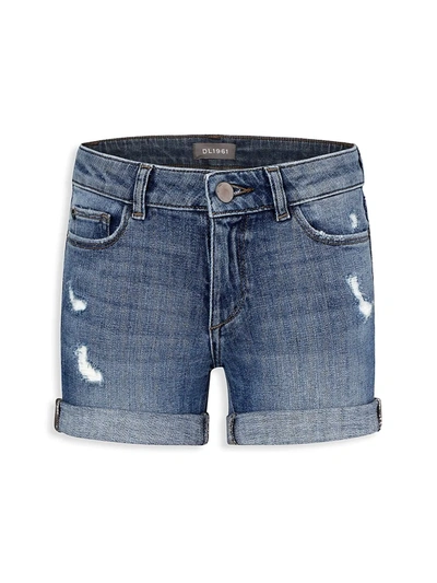Shop Dl Premium Denim Little Girl's & Girl's Distressed Cuffed Denim Shorts In Dorado