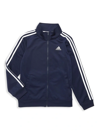 Shop Adidas Originals Boy's Iconic Tricot Jacket In Navy
