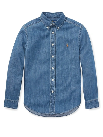 Shop Ralph Lauren Little Boy's & Boy's Chambray Shirt In Dark Blue