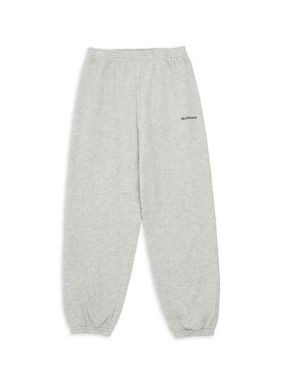 Shop Balenciaga Little Kid's & Kid's Logo Jogging Pants In Heather Grey