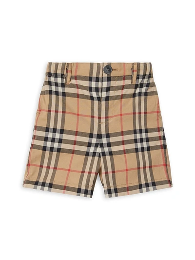 Shop Burberry Baby Boy's Sean Woven Cotton Check Shorts In Archive Beige