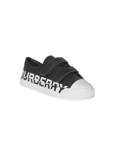 Shop Burberry Kid's Two-tone Lettered Sneakers In Black White