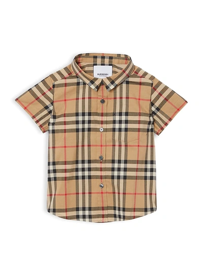 Shop Burberry Baby's & Little Boy's Fredrick Vintage Check Cotton Shirt In Archive Beige