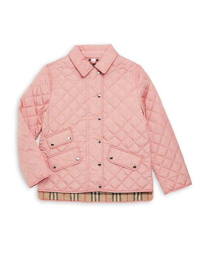 Shop Burberry Little Girl's & Girl's Brennan Quilted Jacket In Dusty Pink