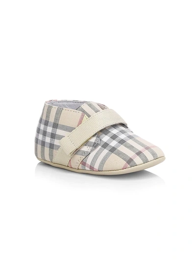 Shop Burberry Baby's Charlton Booties In Pale Stone