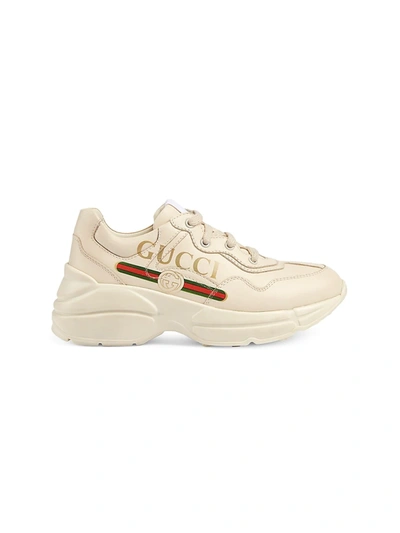 Shop Gucci Little Kid's & Kid's Leather Sneakers In Ivory